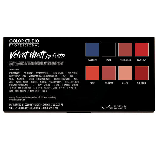 VELVET MATT LIP PALETTE - COLORSTUDIOMAKEUP